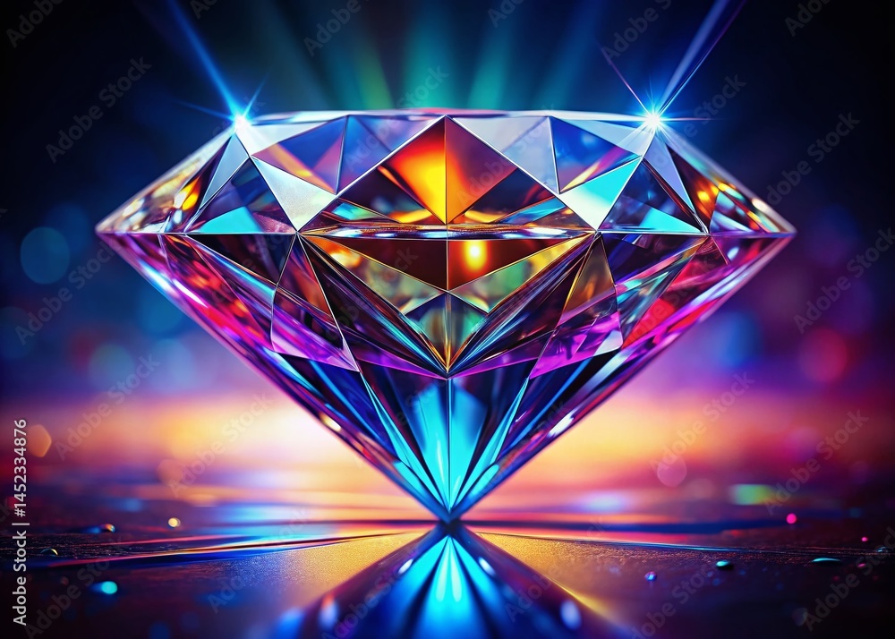 Luxury Geometric Diamond Facet Macro Photography - Art Deco Style Shiny Jewel