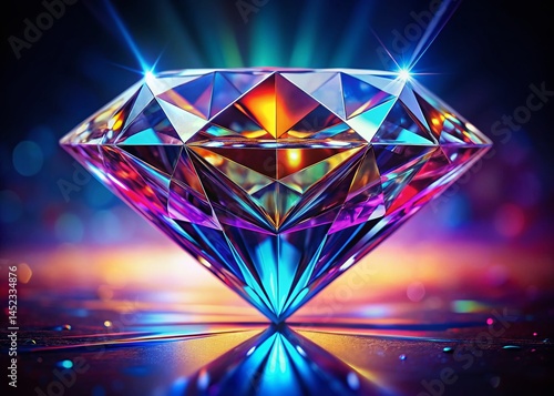 Obraz na płótnie Luxury Geometric Diamond Facet Macro Photography - Art Deco Style Shiny Jewel w salonie
