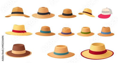 set of hats isolated ,set of hats , collection of hats ,cowboy hats, diffrent types of hates model vector illustration