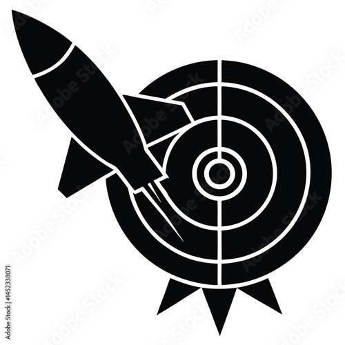 Rocket Hitting Target Icon Silhouette