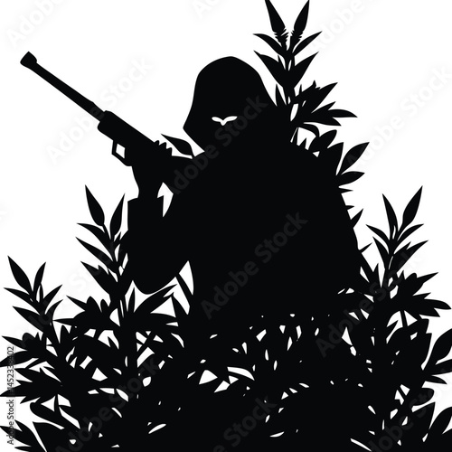 Sniper in Bush Silhouette