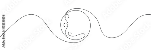 One single line drawing of bowling ball hit bowling pins to falling apart at alley lane graphic vector illustration. Leisure activity and game sport concept. Bowling game continuous one line drawing. 