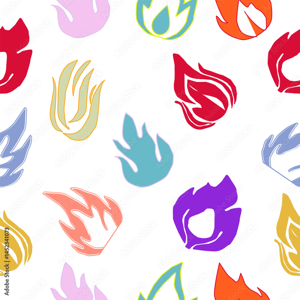 Fototapeta premium Abstract Fire Background. Abstract flame Background. doodle fire background. Flame Seamless Pattern. Fire flame seamless pattern