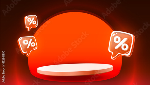 Podium percentage discount on sale, holiday sale, poster discount banner offer. Vector illustration