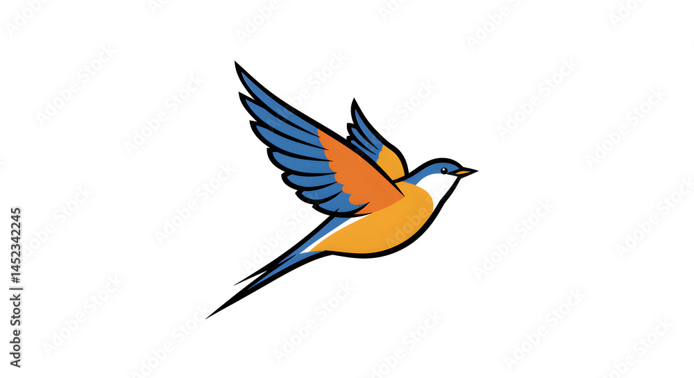 Fototapeta premium A Blue and Orange Bird in Flight