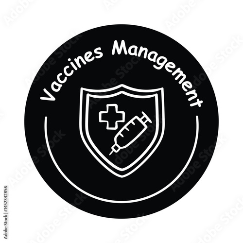Vector icon for vaccine logistics. Illustrated syringe and shield for vaccine storage and distribution management.