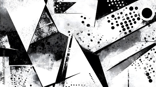 Abstract Black and White Geometric Graffiti Art Design
