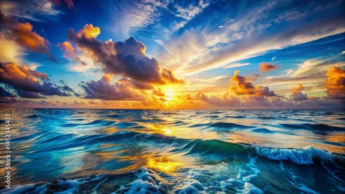 Miniature Seascape: Sun-Kissed Waves & Azure Sky - Tilt-Shift Photography