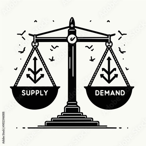 Black and White SVG of Supply and Demand
