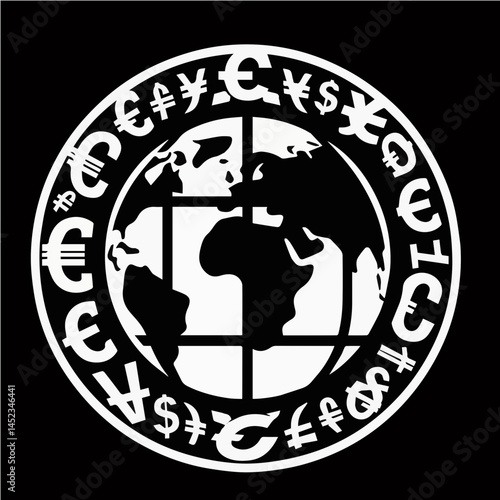 Black and White SVG of Global Economy
