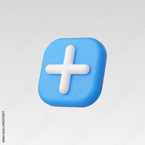 3d Realistic Add Button vector illustration