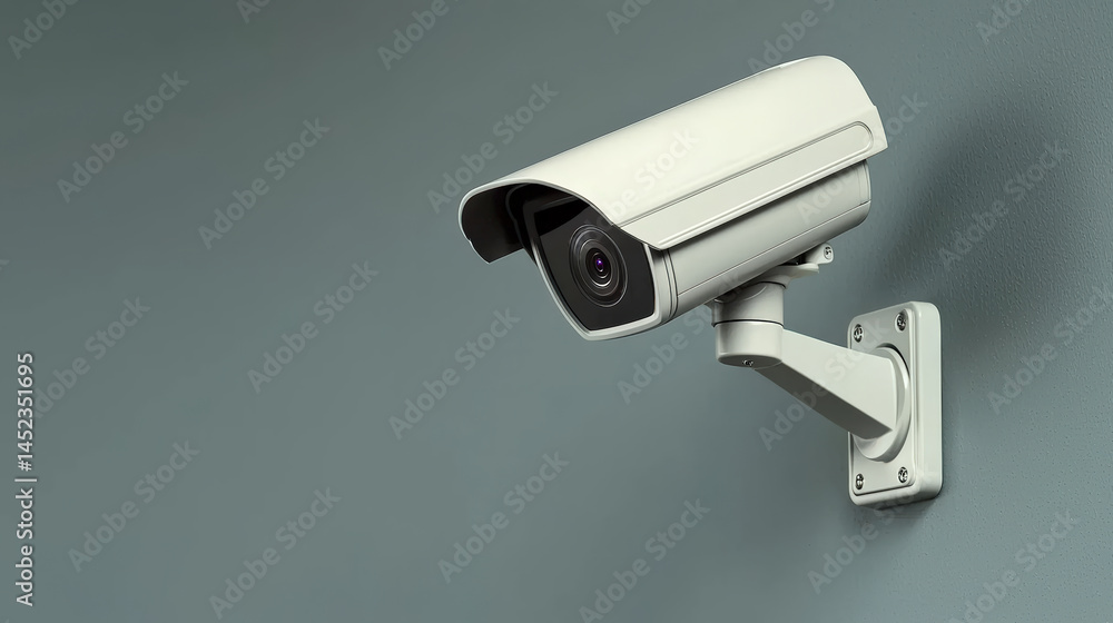 Modern security camera mounted on wall, designed for smart home surveillance and monitoring, with sleek and durable design Modern security camera mounted on wall, designed for smart home surveillance and monitoring, with sleek and durable design