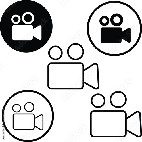 camera icon set. video camera symbol collection. movie sign vector illustration. Film Camera Old. Cinema icons. Film shooting, film player