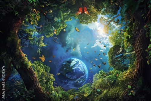 Obraz na płótnie Earth's Vibrant Interconnected Ecosystem w salonie