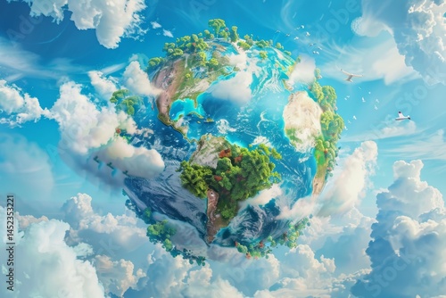 Vibrant Earth with Blue Skies