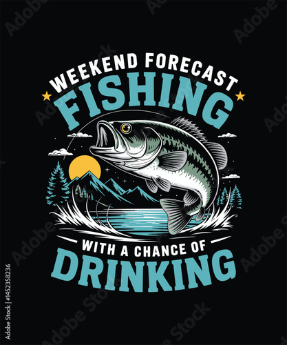 "Vintage Retro Fishing T-Shirt Design – Fisherman Graphic with Rod, Hook, and Catch of the Day Quote"