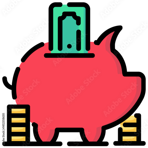 piggy bank vector filled outline icon