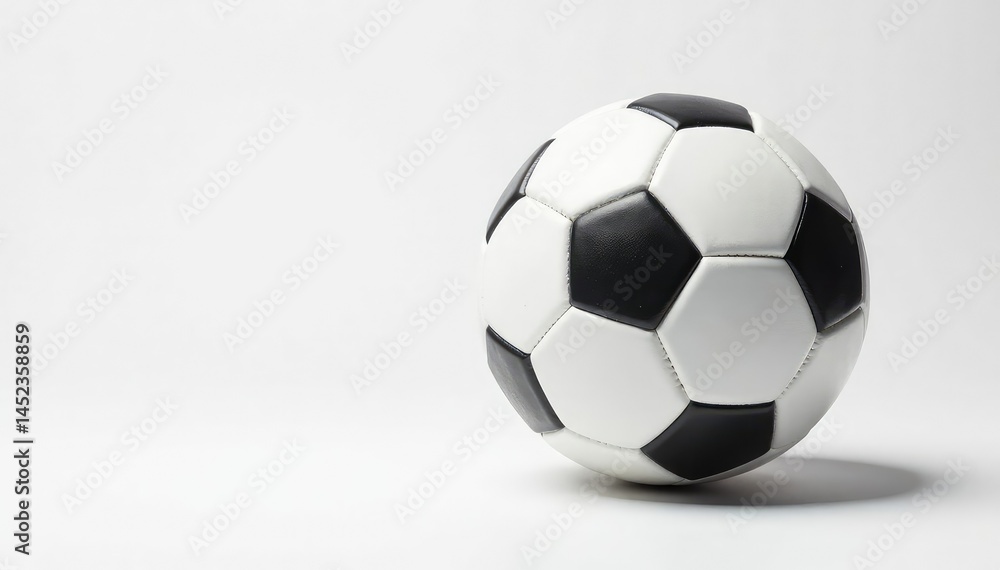 Fototapeta premium Well-worn, textured white football against a pure white backdrop, aged leather, stitching