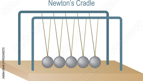 Physics - Newton's Cradle Vector Illustration 3D