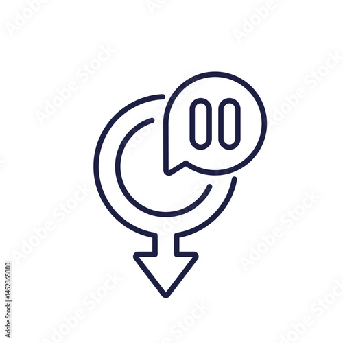 andropause line icon with male gender symbol