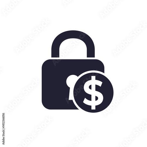fixed costs icon with a lock and dollar on white