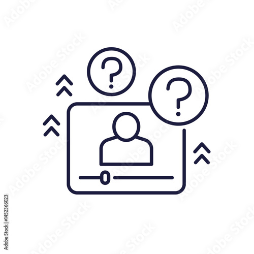 explainer video icon in line design, webinar or instruction video