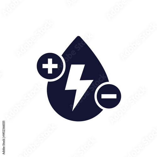 Electrolyte icon with water drop, pictogram on white