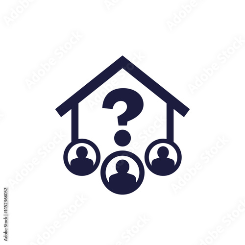 house and question mark icon with people