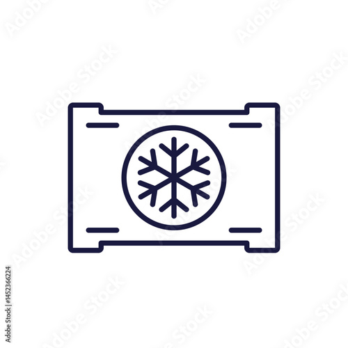 refrigerated container icon, reefer line pictogram on white