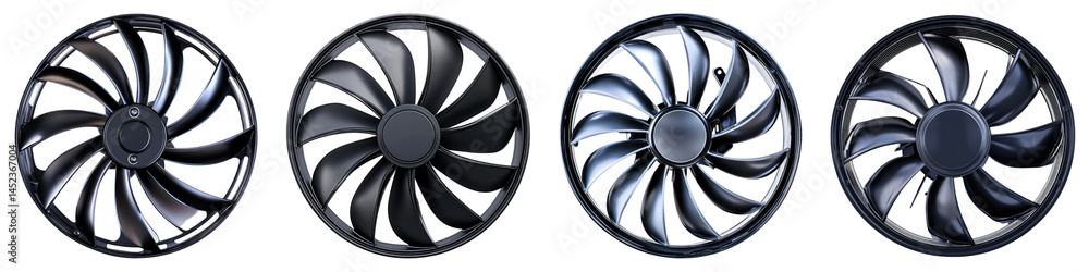 Set of cooler fan blade isolated on transparent, PNG Set of cooler fan blade isolated on transparent, PNG