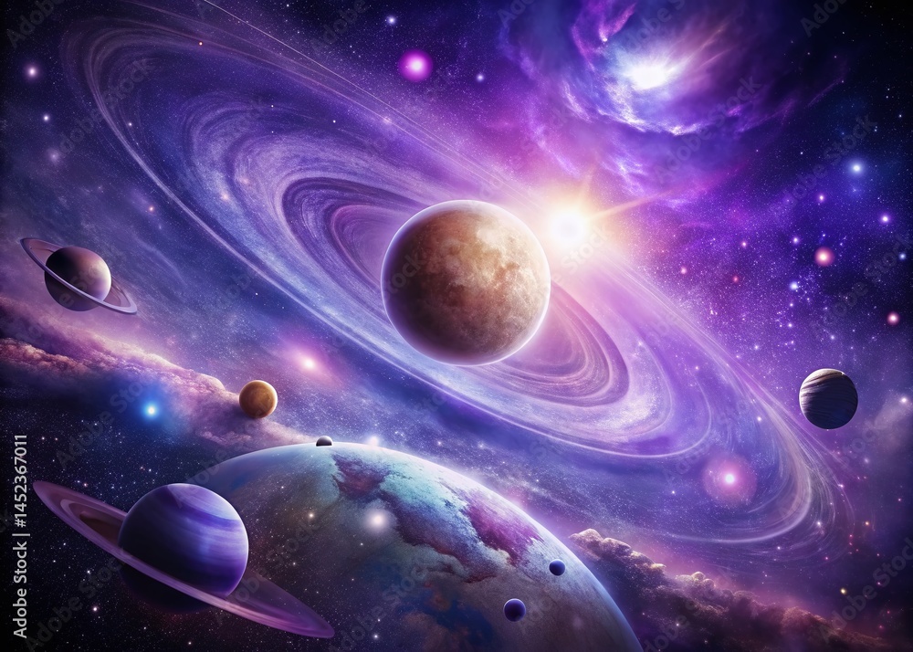 Purple Galaxy Wallpaper: Orbiting White Dwarf Planets in Cosmic Rotation Purple Galaxy Wallpaper: Orbiting White Dwarf Planets in Cosmic Rotation