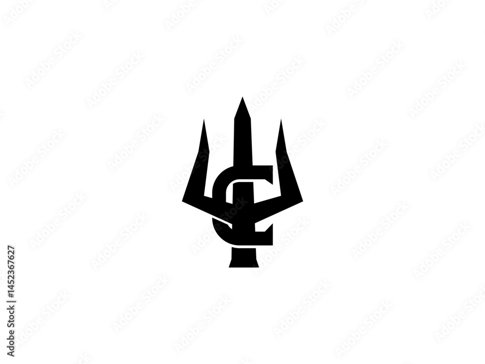 Letter C trident logo Letter C trident logo