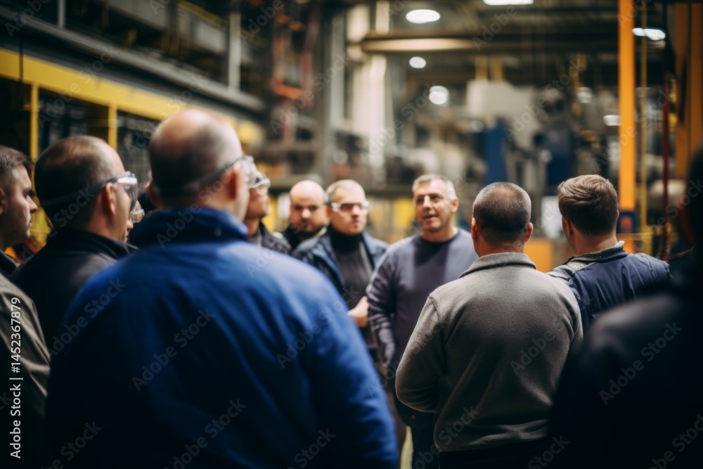Fototapeta premium factory employees having a safety meeting in the factory