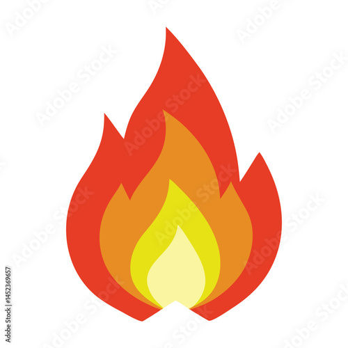 Campfire Flame Icon, Flat Vector Firewood Bonfire Illustration.