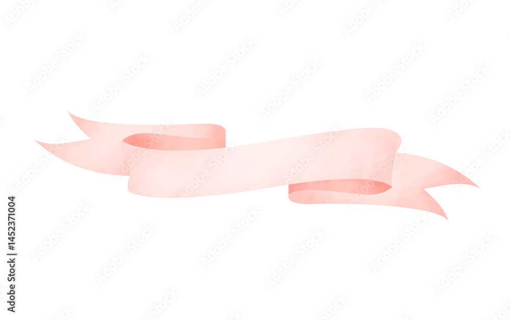 pink watercolour banner ribbon design illustration, isolated on white background, 3d illustration, 3d rendering