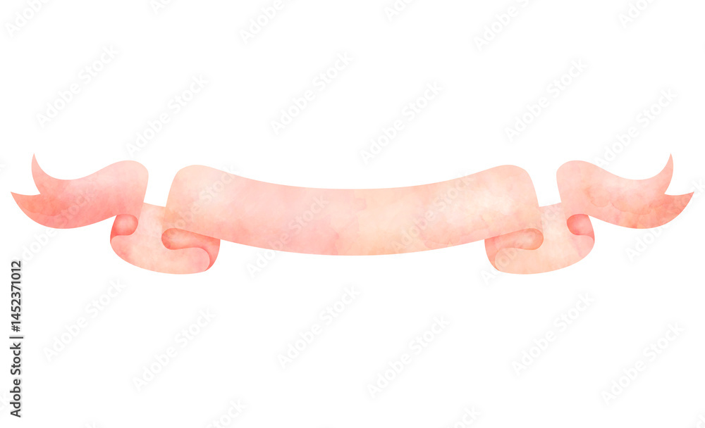 pink watercolour banner ribbon design illustration, isolated on white background, 3d illustration, 3d rendering