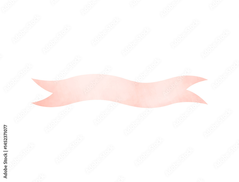 pink watercolour banner ribbon design illustration, isolated on white background, 3d illustration, 3d rendering
