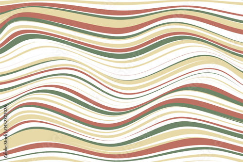 simple abstract brown cream green color creative geometric thin to thick wavy line pattern abstract composition of wavy striped lines in earthy tones