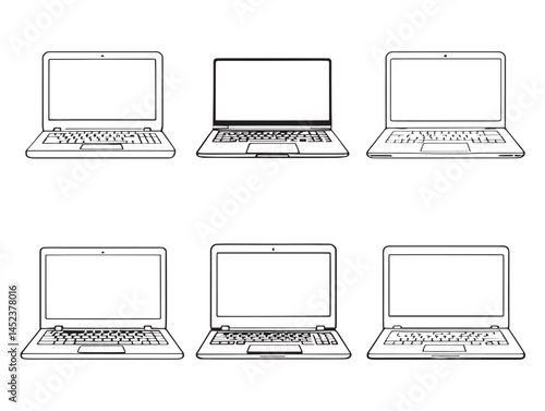 Simple laptop wireframe vector graphic for creative design resources