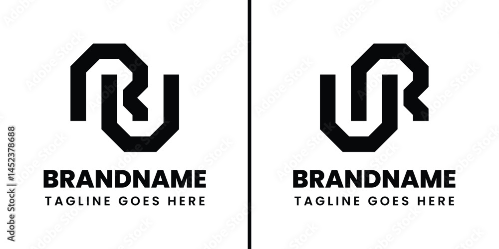 Letters RU and UR Geometric Monogram Logo, suitable for any brand with RU or UR initials Letters RU and UR Geometric Monogram Logo, suitable for any brand with RU or UR initials