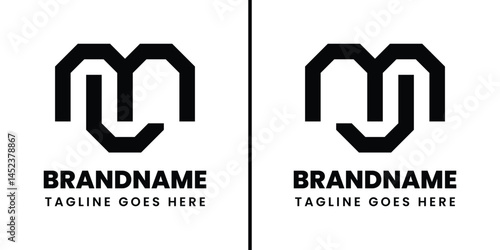 Letters ML and MJ Geometric Monogram Logo, suitable for any brand with ML LM MJ JM initials