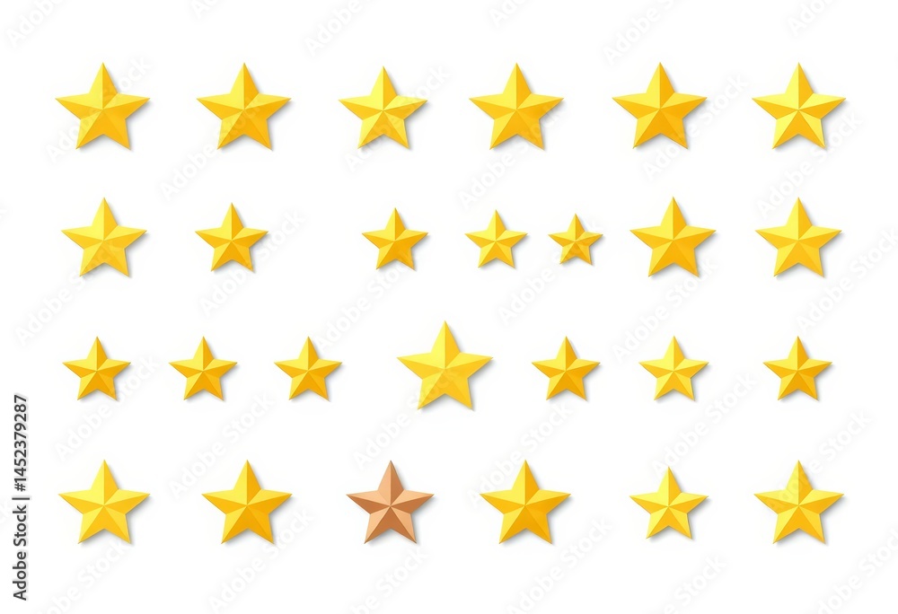 Golden stars collection, simple flat vector icons isolated on white , luxury, night Golden stars collection, simple flat vector icons isolated on white , luxury, night