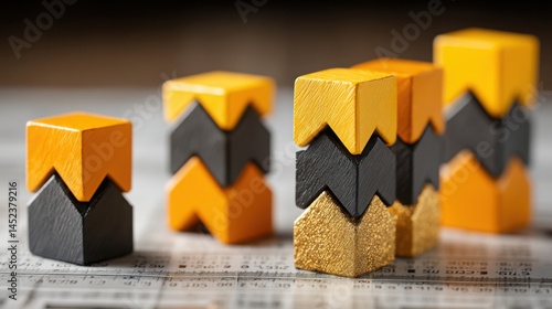 Group of wooden blocks stacked together representing market breadth strength analysis and financial metrics