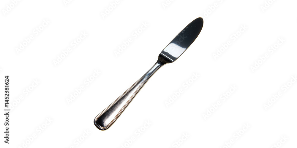 Obraz premium Stainless Steel Butter Knife. Essential Dining And Kitchen Utensil Isolated On Transparent Background