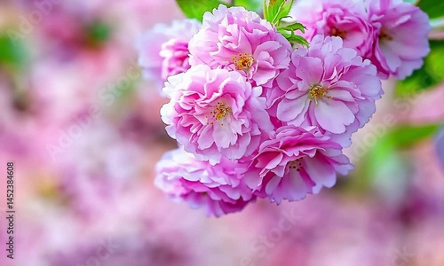 Breathtaking pink blossoms gently swaying in vibrant garden scene