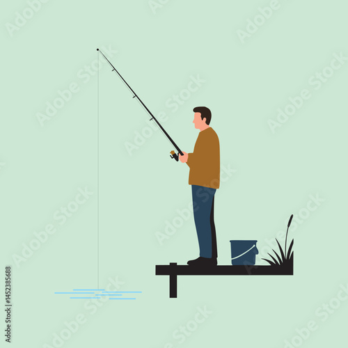 a man fishing in a lake