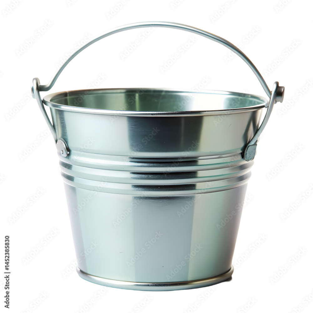 Small Metal Bucket with Wire Handle on transparent background Small Metal Bucket with Wire Handle on transparent background