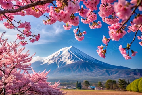 Stunning Cherry Blossoms in Full Bloom with Majestic Mount Fuji