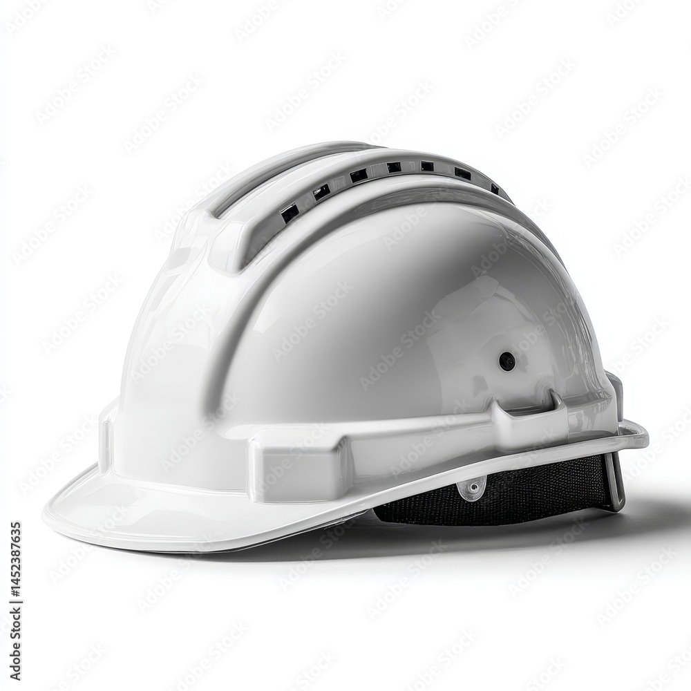 Fototapeta premium White Construction Helmet on Isolated Background for Safety Use