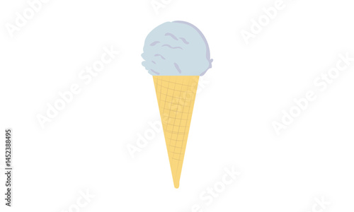 Ice cream cone with a single scoop of blue ice cream.